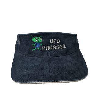 UFO Parasail Strapback Sun Visor Hat Black One Size Adjustable Magic